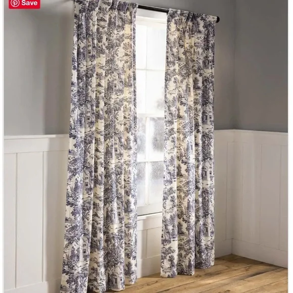 Insulated Toile Curtain Pairs With Rod Pocket And Back Tabs - Picture 1 of 7